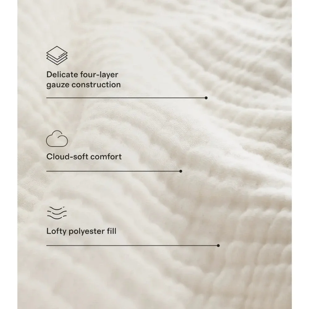 Quince Organic Cotton Airy Gauze White Dream Quilt King or California King NWOT